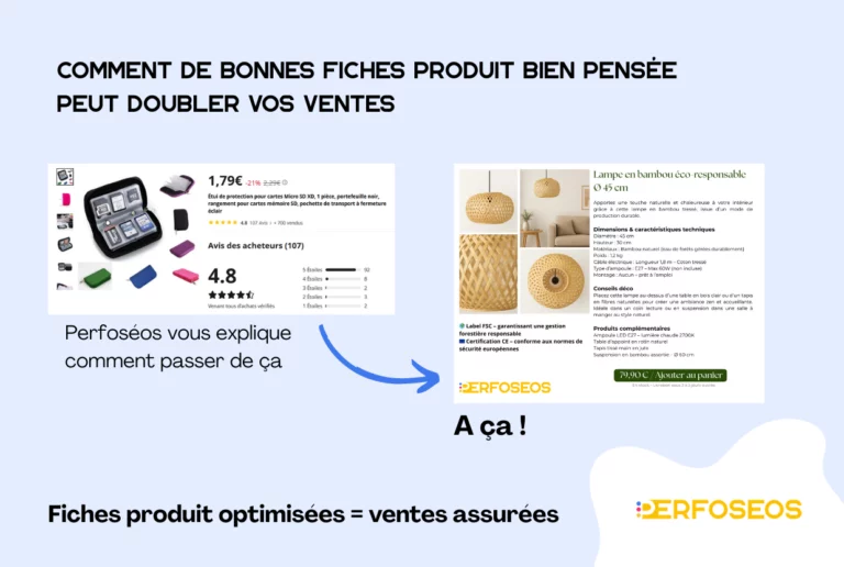 Image représentant comment Perfoséos peut vous aider à améliorer vos fiches produit pour des ventes assurées
