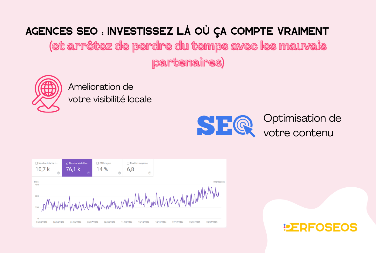 Visuel promotionnel pour agences SEO, mettant en avant l’importance d’investir dans les bons partenaires.